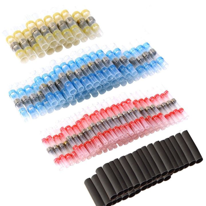 100pcs-heat-shrink-wire-connectors-solder-sleeves-waterproof-fast-butt-terminals-heat-shrink-tube-electrical-cable-splices-electrical-circuitry-parts