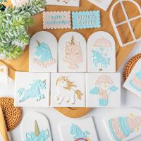Cute Unicorn Birthday Cookie Plunger Cutters Fondant Cake Mold Biscuit Sugarcraft Cake Decorating Tools Cookie Stamp Bread Cake  Cookie Accessories