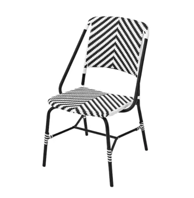 Chair, artificial rattan in/outdoor, size 58x60x92 cm. - black/white