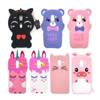 Kes Silikon untuk Samsung Galaksi J6 J4 2018 Kes J400F J600 Kartun Comel 3D untuk Samsung J6 J4บวก Penutup Coque Fundas