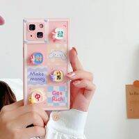 การ์ตูนน่ารักลายตารางหมากรุกไพ่นกกระจอกสัตว์สำหรับ Iphone14pro Max Apple 13เคสโทรศัพท์11/12สีชมพู