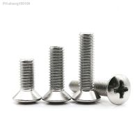 5/10/50pc M2 M2.5 M3 M4 M5 M6 M8 GB820 DIN966 A2 304 Stainless Steel Cross Phillips Raised Countersunk Head Half Oval Bolt Screw