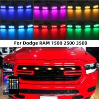 กระจังหน้ากรอบกระจังหน้ารถฮู้ดไฟ LED สีเหลืองอำพันสำหรับ Dodge RAM 1500 2500 3500ไฟตกแต่งภายนอกรถ5ชิ้น