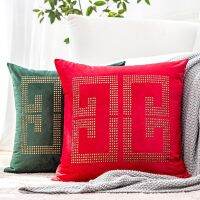 [COD] velvet gold patch hot English letter living room bedroom decorative cushion waist