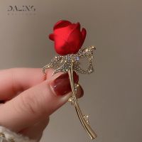 Women Red Rose Flower Brooch Red Flower Rhinestone Brooch - Rhinestone Red Rose - Aliexpress