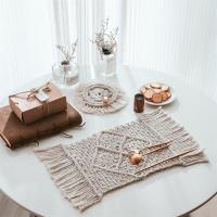 Macrame Placemats ทนความร้อนลื่น Tablemat รถไฟเหาะสำหรับบ้านร้านอาหาร Handcrafted ผ้าฝ้ายถักเปียเสื่อฉนวนกันความร้อน