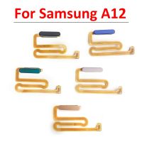 ปุ่มโฮมใหม่ปุ่มย้อนกลับสำหรับ Samsung Galaxy A12 A125 A125F สายเคเบิลแบบยืดหยุ่นที่มีเซ็นเซอร์ลายนิ้วมือปิดสายเคเบิลแบบยืดหยุ่น