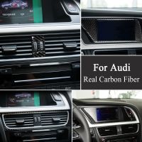 For Audi A4 B8 A5 True Carbon Fiber Car Gearshift Air Conditioning Outlet CD button Panel Frame Cover Trim Sticker Accessories