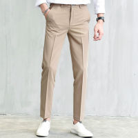 Mens High Quality Nine Pants Solid Color Slim Trousers Mens Casual Pants Formal Plus Size Male Ankle Length Pant Korea Style Straight Pant Business Suit