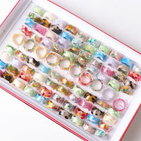 Womens Fashion 20pcslot Resin Acrylic Imitation Shell Can Open Rings Jewelry For Party Gifts Wholesale Bulk