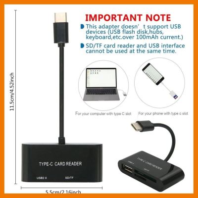 HOT!!ลดราคา Type C USB-C to USB 2.0 SD TF OTG Card Reader For Macbook Phone Tablet ##ที่ชาร์จ แท็บเล็ต ไร้สาย เสียง หูฟัง เคส Airpodss ลำโพง Wireless Bluetooth โทรศัพท์ USB ปลั๊ก เมาท์ HDMI สายคอมพิวเตอร์