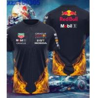 Flame color red BULL 3D 2023 RACING CSTOM high-quality 3D tshirt