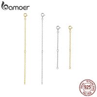 Bamoer โซ่ต่อ925เงินสเตอร์ลิงชุบ14K พร้อมตะขอก้ามปูสำหรับการทำเครื่องประดับห่วงโซ่สร้อยคอ DIY