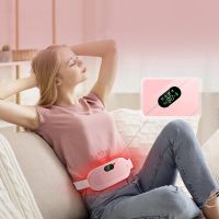 ZZOOI Electric Period Cramp Massager Vibrator Heating Belt for Menstrual Relief Pain Waist Stomach Warming Women Gift Rechargeable