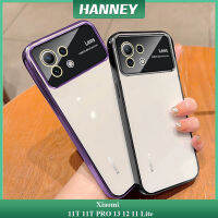 HANNEY สำหรับ Xiaomi 11T 11 PRO 13 12 11 Lite เคสโทรศัพท์หน้าต่างขนาดใหญ่เลนส์เต็มรูปแบบป้องกันกล้องด้วยไฟฟ้าเคสใสเคลือบ TPU นุ่มกันกระแทกฝาหลัง MM-07