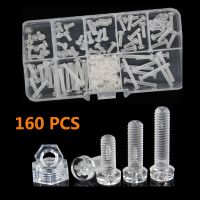 160Pcs/sets Acrylic Clear transparent Plastic Nylon M3  Diameter 3mm Round Pan Phillips Cross Head Screw Bolt with Hex Nut Screw Nut Drivers