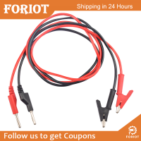 Foriot  สายเคเบิลสายไฟตะกั่วทดสอบ8-12A จระเข้อลิเกเตอร์ที่หนีบแบบปลายคู่พร้อมคลิปฉนวนสายเคเบิลแบบยืดหยุ่นยาว1เมตรทดสอบพร้อมแจ็คป้องกันสำหรับตัวทดสอบไฟฟ้า