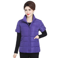 2020 Winter Down Cotton Vests Middle-aged and Elderly Womens Vest Half Sleeve Warm Short Jacket Winter Waistcoat Coat 5XL K1077