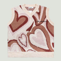 แฟชั่น Hip Hop V คอถักเสื้อกันหนาวผู้ชาย Heart Letter พิมพ์ Patchwork จัมเปอร์ Unisex Harajuku Casual Pullovers...