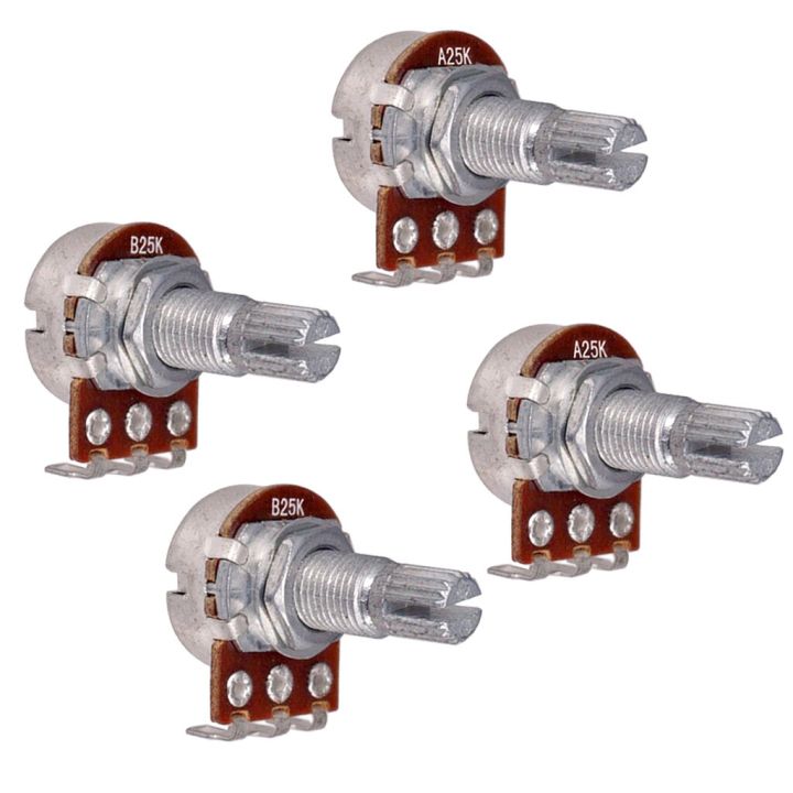 ：《》{“】= 8X POTENTIOMETER A25K &amp; B25K AUDIO 18Mm KNURLED LONG SHAFT FOR GUITAR / BASS