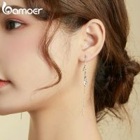 bamoer Silver 925 Leaves Stud Earrings for Women Insect Dazzling Statement Hypoallergenic Jewelry Gifts for Kids SCE987