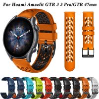 สายสายนาฬิกาข้อมือทดแทน22มม. สำหรับ Amazfit GTR 4 3 2E/GTR2สร้อยข้อมือซิลิโคน GTR3 Pro 47มม. สายนาฬิการะบายอากาศได้ GTR4