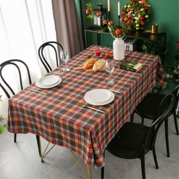 m-q-s-ผ้าปูโต๊ะ-ยุโรปเหนือ-ผ้าปูโต๊ะคริสต์มาส-สี่เหลี่ยมผืนผ้าวินเทจ-เช็ค-เรด-กิงแฮม-เช็ค