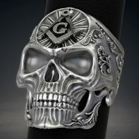 Retro Gothic Punk Style 316L Stainless Steel Alien Skull Freemasonry Ring