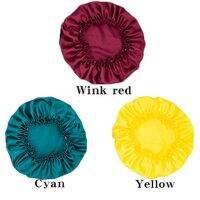 Red Yellow Cyan 3 Single-Layer Satin Shower Cap Nightcap Home Cleaning Shower Cap Confinement Chemotherapy Showerheads