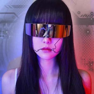 Y2k Future Warrior Rimless Women Sunglasses Science Fiction Men Sunglass Cyberpunk UV Protection Eyewear Gothic Party Glasses
