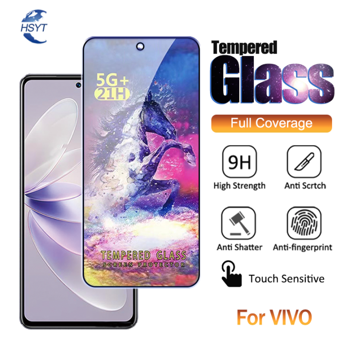 Full Coverage Tempered Glass For Vivo V29e V27e V25e V25 V23 V23e V21e V21 V20 Se X70 X60 5g Pro 4637