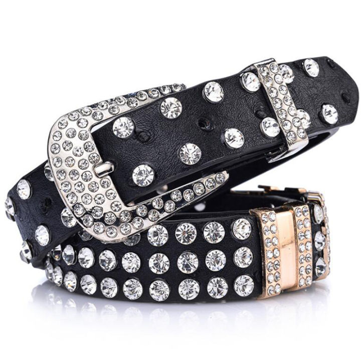 Womens Men Rhinestone Western Belts Cowgirl Designer Diamond Studded Belts  For Jeans