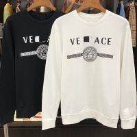 Versaceนิวซีแลนด์เสื้อสเวตเตอร์พอดีตัวสำหรับผู้ชาย,เสื้อสเวตเตอร์พอดีตัวยาว21ฤดูใบไม้ร่วงและฤดูหนาวคอกลมผ้าฝ้ายบริสุทธิ์หลวมเสื้อลำลองใส่ได้ทั้งผู้ชายและผู้หญิงเกาหลีไซส์