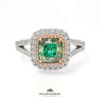 แหวนเพชร Fancy Light Brownish Greenish Yellow Diamond Ring