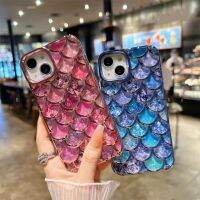 NLWVXFish เคสเคสโทรศัพท์ลายตารางชุบด้วยไฟฟ้า14ชิ้นเคสนิ่ม TPU iPhone 13สามมิติเคสป้องกัน