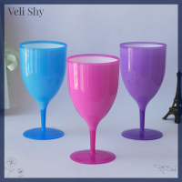 Veli Shy ชุด6ชิ้นถ้วยแก้วไวน์พลาสติกแชมเปญค๊อกเทลสองชั้นสำหรับปิกนิก