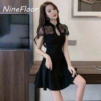 NineFloor ฤดูร้อนสุภาพสตรีเกาหลีลูกไม้ชุด Retro ปรับปรุง Cheongsam S-4XL S0146