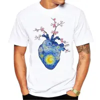 2021 Hot Anime Van Gogh Art Oil Painting Heart T Shirt Men Kawaii Summer Tops Graphic Tees