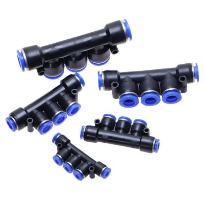 PK 4 6 8 10 12mm Pneumatic 5-Way Connector Quick Fitting Pneumatic Connector Push In Fit For Air/Water Tube