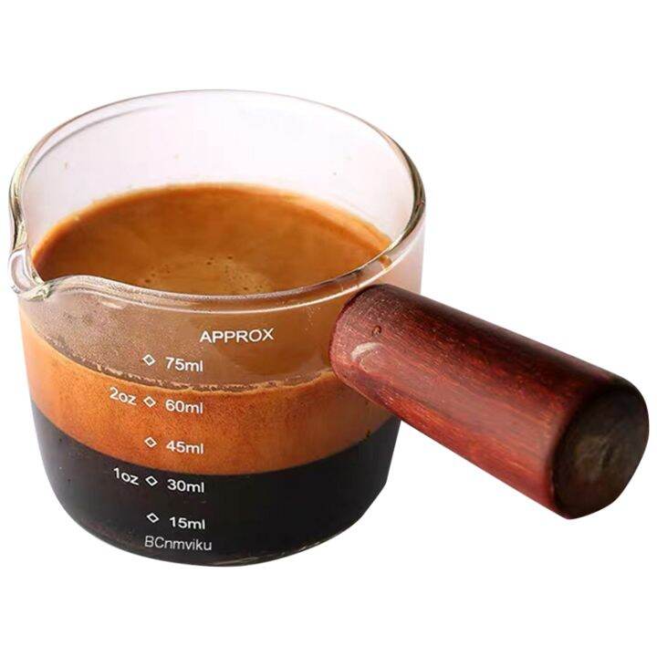 Glass Measuring Cup Espresso Shot Glass 75ML Triple Pitcher Barista