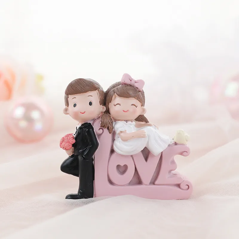 1pc Cake Topper Beautiful Cartoon Groom Bride Shape Love Letters Resin Cake  Topper for Wedding Anniversary Party | Lazada PH