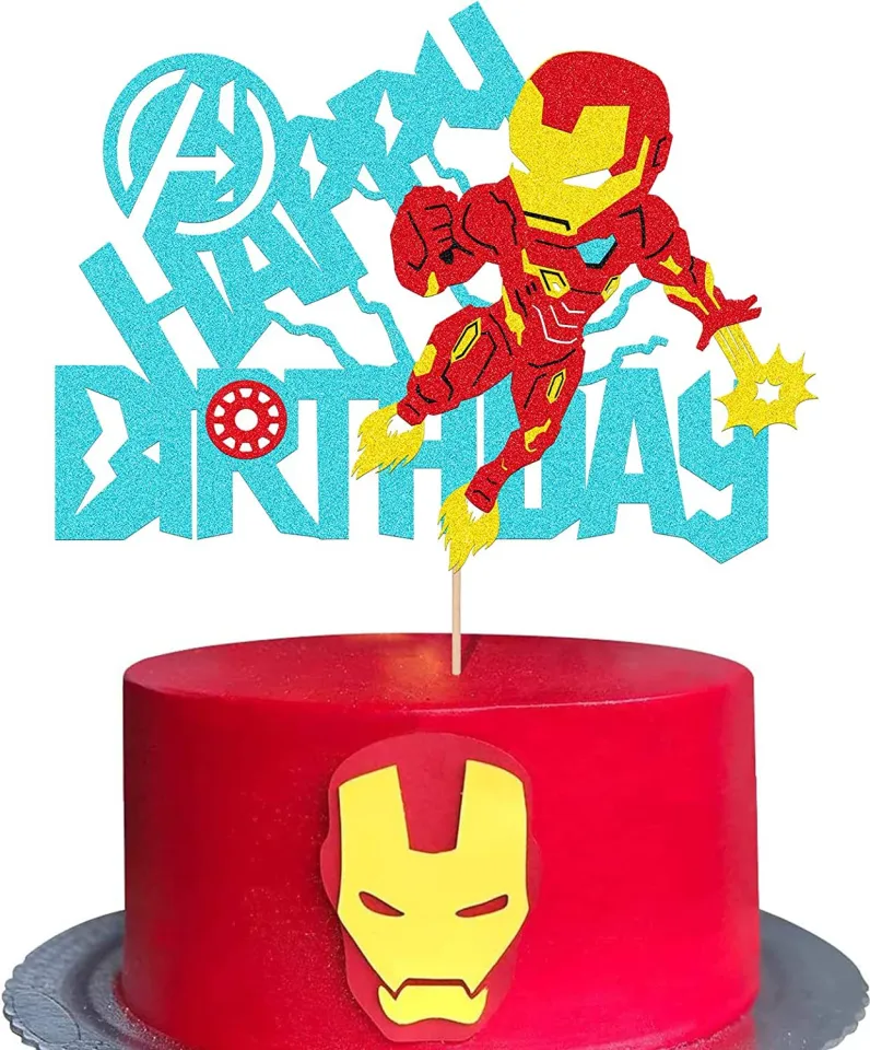 CUSTOMIZED Happy Birthday Cake Topper Ironman Theme for Cake Decoration &  Birthday Party Celebration