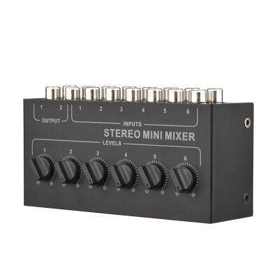 RCA Portable Audio Mixer 6 in 2 Out Stereo Distributor Volume Control No Battery Required