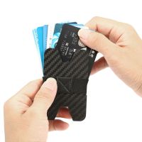 （Layor wallet） ผู้ถือบัตรเครดิตคาร์บอนไฟเบอร์ RFID Blocking Slim Travel Wallet Id Minimalist Front Pocket Men Wallets Business Card Holder