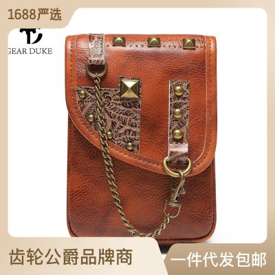 Womens Bag European And American Vintage Leather Women Bag First Layer Cowhide Phone Belt Bag Womens Crossbody Small Square Bag