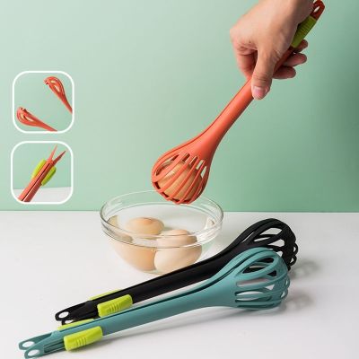 ♙✌ 1pc Multifunctional 3-in-1 Egg Beater Scratching Spoon Retaining Clip