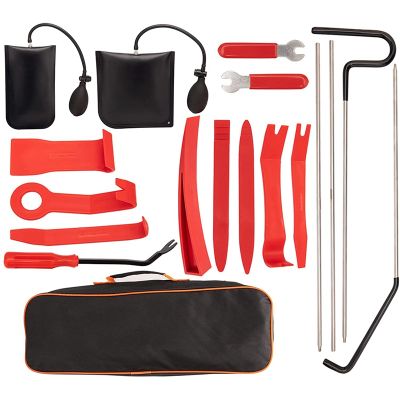 Car Tool Kit with Air Wedge Bag Pump, Long Reach Tool Car Lockout Kit, Unlocking Door Kit, Auto Trim Removal Tool, 18PCS