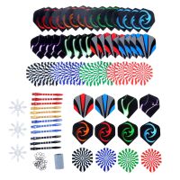 12 Pcs Darts Shafts + 60 Dart Flights + 20 O-rings +3 Dart Flights Protectors and Dart Sharpener Professional Dart Accessories