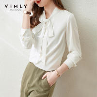 VIMLY Office Ladies Elegant Women Blouse Fashion Bow Long Sleeve Formal Shirt Vintage Blusas Femininas Tops F6168