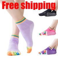 Women Anti-slip Yoga Socks ballte girls non Slip Ladies pilates Five Fingers Fitness Gym Sport 5 Toe Socks Colourful Elastic